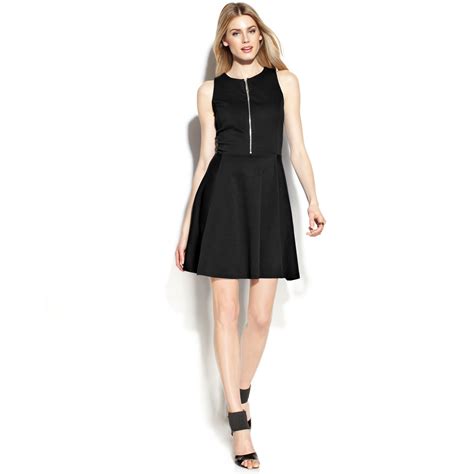 michael kors black zipper dresse|Michael Kors black zipper dress.